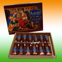 Свіжа хна для мехенді Kaveri натуральна коричнева, коробка 12 конусів